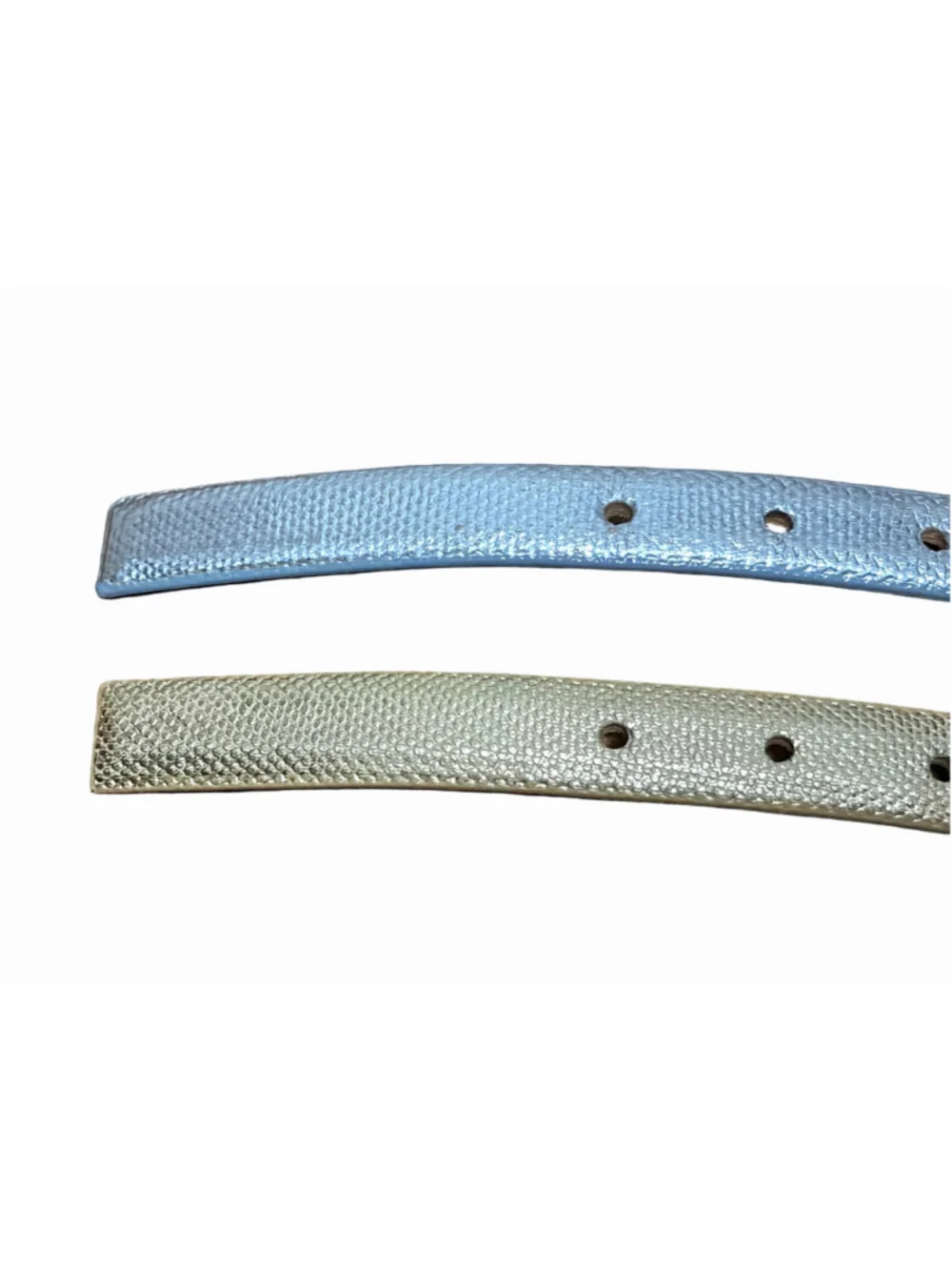 Kleinberg Sherrill for Saks 5th Ave Genuine Karung Skinny Belt Silver & Gold-S